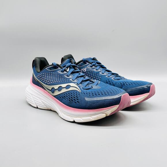 Saucony Shoes Womens 9.5 Blue Pink Guide 17 Stability Running Athletic Sneakers - Picture 2 of 11